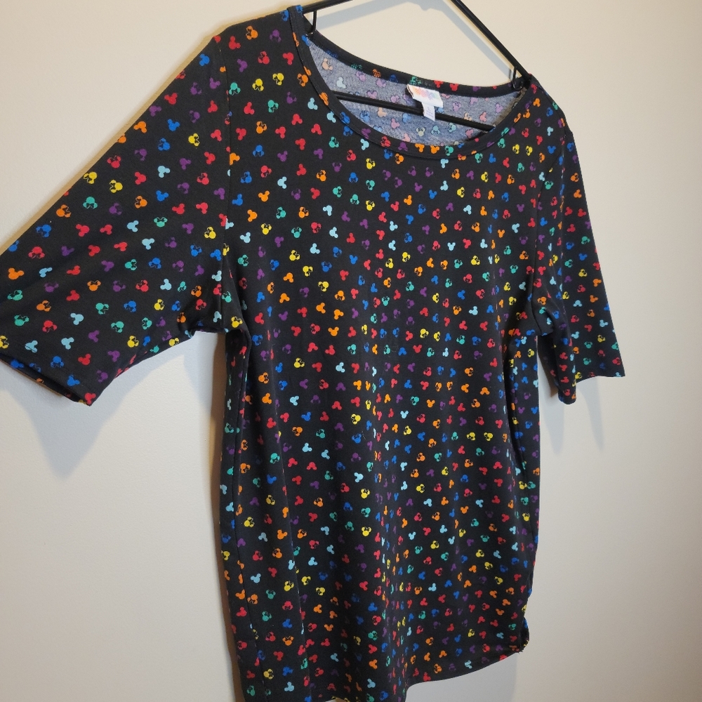 Lula Roe Black Disney Print Shirt Size L